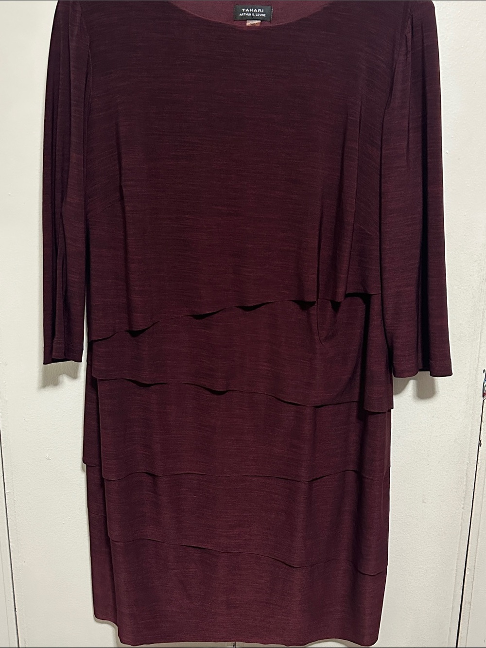 Tahari Burgundy Layered Dress